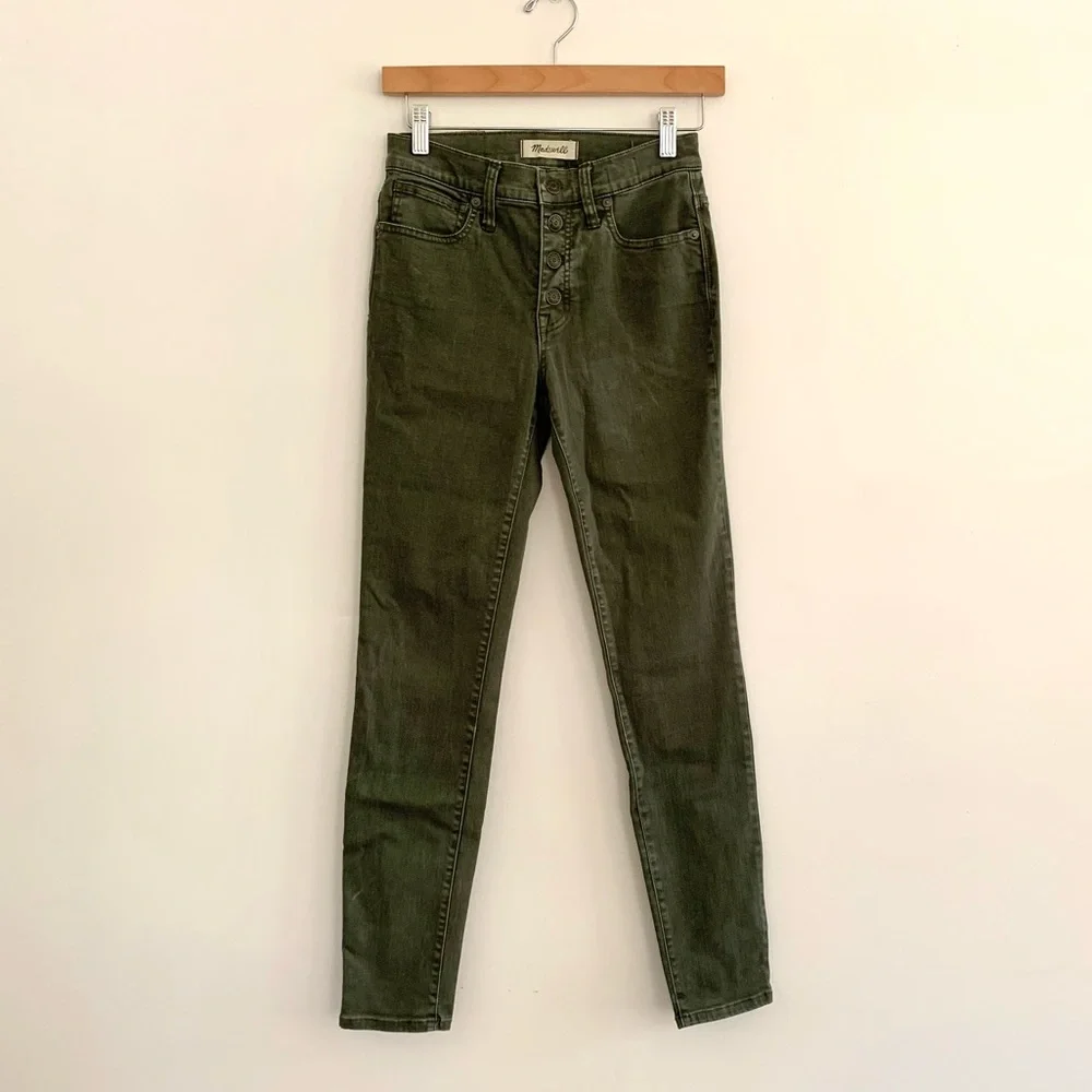 Madewell 9” High Rise Skinny Pants Olive - Picture 2 of 15